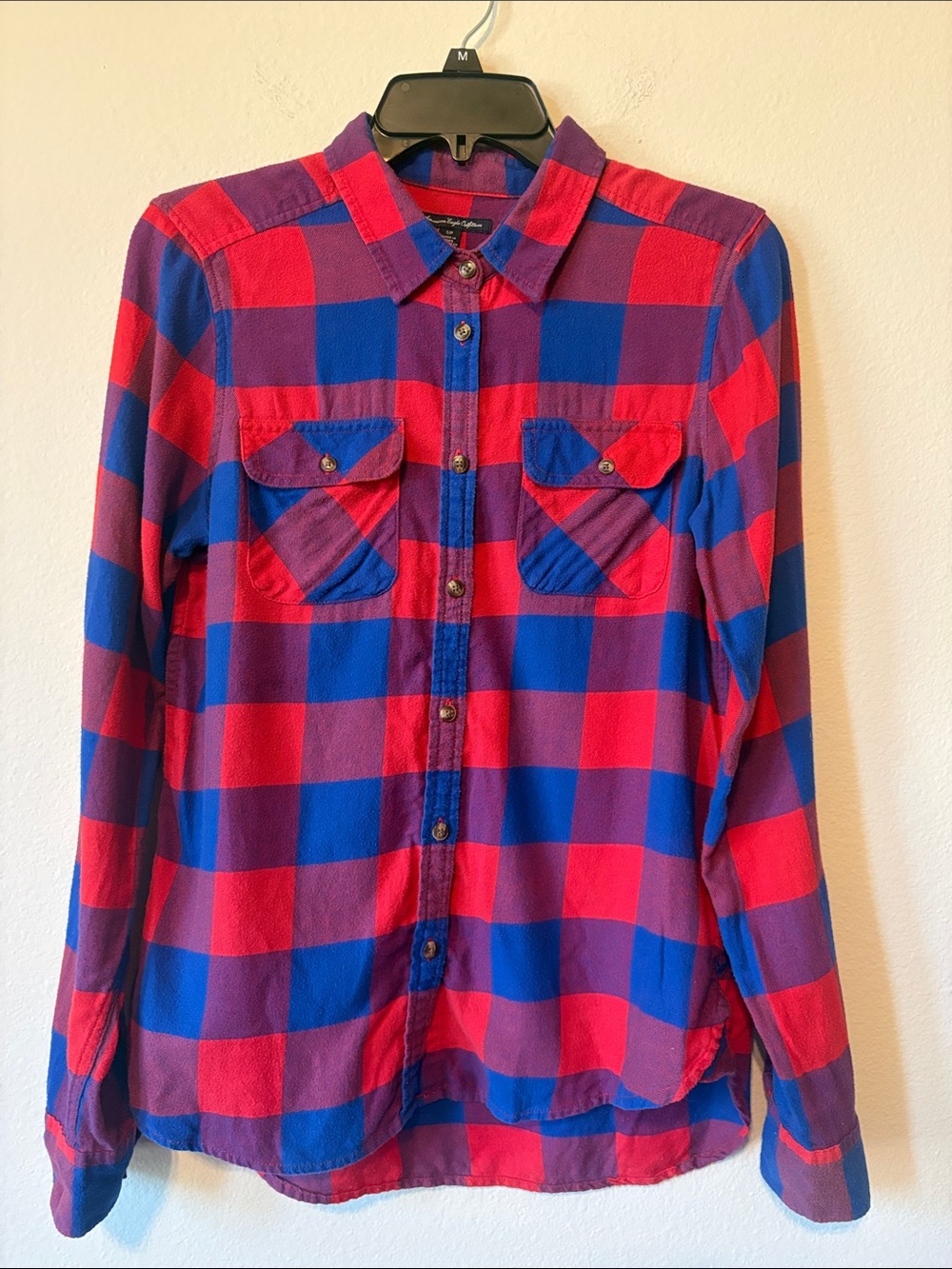 American Eagle Outfitters Red and Blue Plaid Shirt